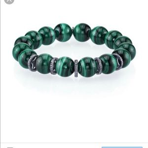 Sheryl Lowe Malachite Beaded Bracelet w/ Diamonds